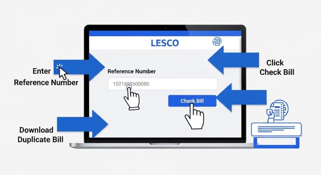 how to check LESCO bill online duplicate step by step